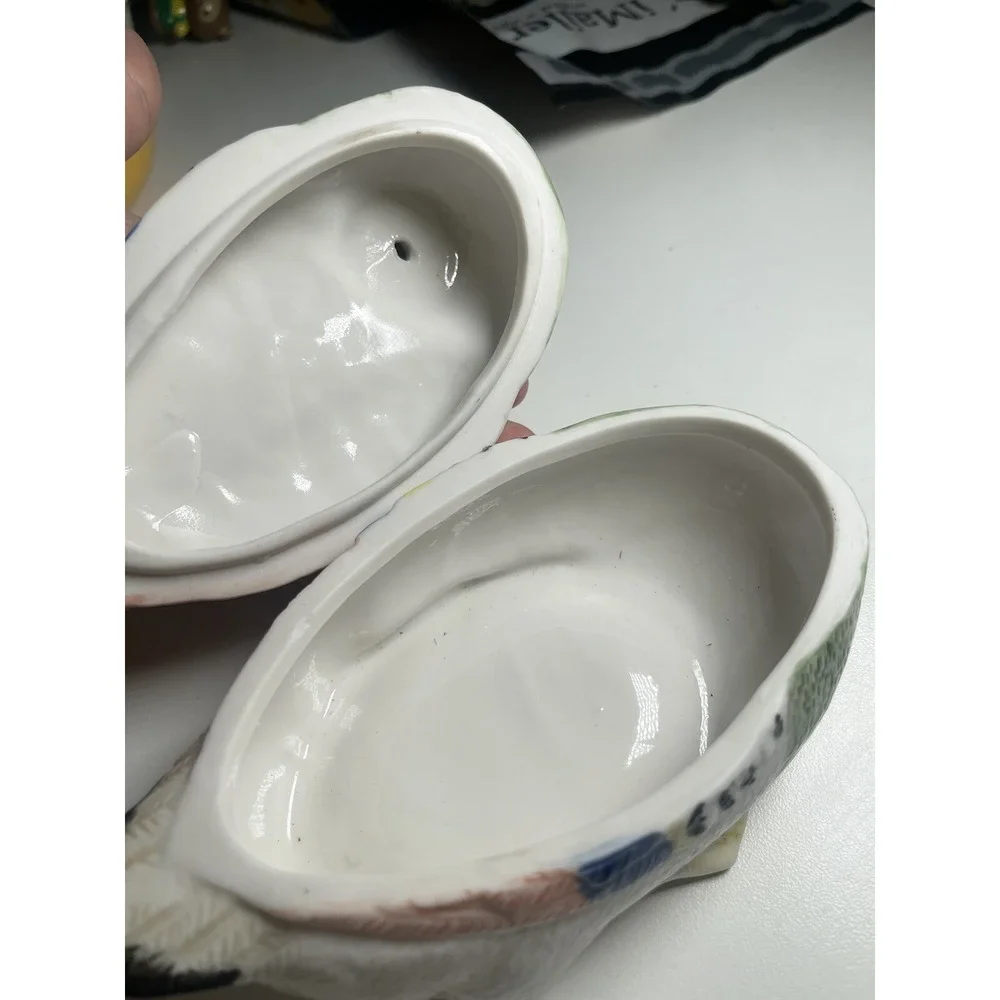 2 Piece Mallard Ceramic Duck Trinket Box